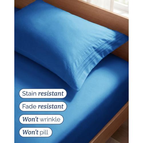 Twin Size 3 Piece Sheet Set - Breathable & Cooling Sheets - Royal Blue