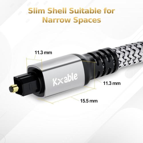 Optical Audio Cable 40 FT, Digital Audio Cable, Toslink Fiber Optic Cord, [Nylon Braided, Slim Aluminum Shell, Gold Plated Connector], for Home Theater, Sound Bar, PS4, Xbox, TV and More