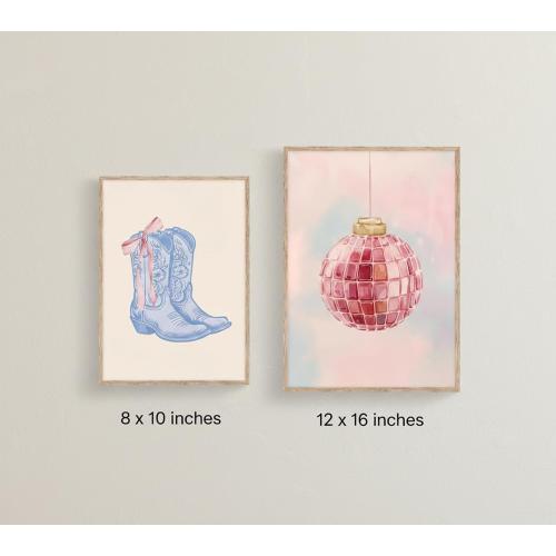 6Pcs Blue Pink Preppy Canvas Wall Art Coquette Room Posters Print Artwork Cute Bow Boot Wall Decor How Lucky Are We Painting Pictures for Girls Room Dorm Bedroom Home Decoration 8x10in Unframed