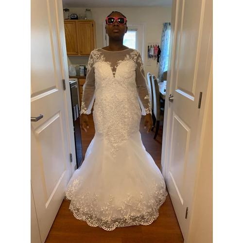 Size M Melisa Lace Sweetheart Mermaid Wedding Dresses for Bride with Train Backless Long Beach Bridal Ball Gown