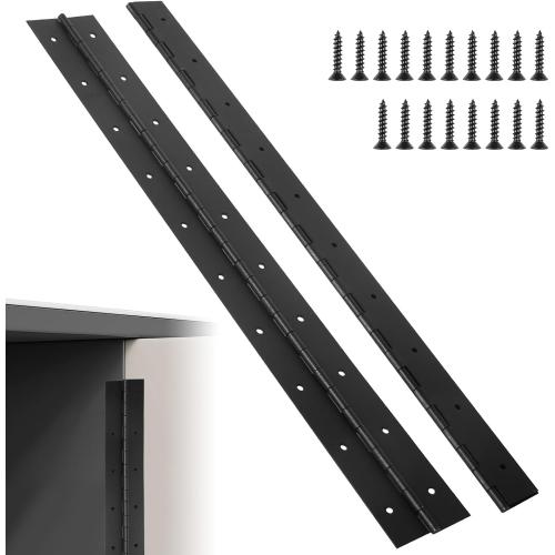 2 Pack Heavy Duty Piano Hinges, 36 Inch x 3 Inch Open Width Stainless Steel Piano Hinge 0.06 Thick Black Continuous & Piano Hinges with Screws for Wood Furniture, Door, Wooden Box