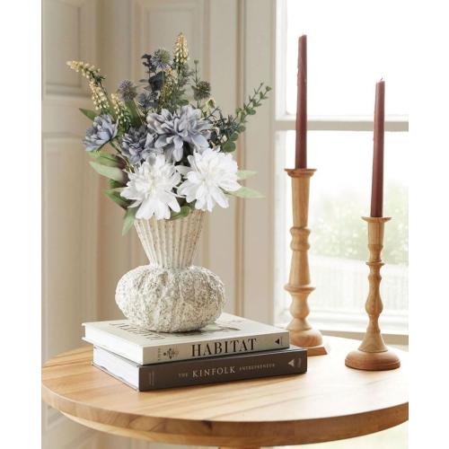 White and Grey Artificial Fake Flowers Bouquet White Grey Silk Flower for Craft Arrangements Wedding Bouquets Faux Flowers for Vase for Kitchen Garden Home Party Table Décor (White Grey)