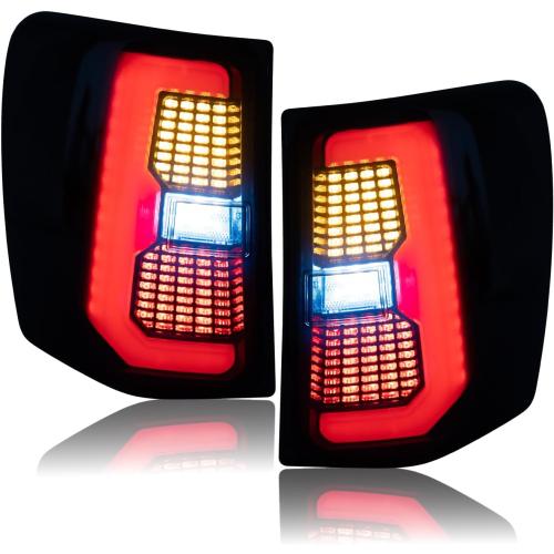 LED Tail Lights Assembly Fit for 1999-2004 Jeep Grand Cherokee Smoke Pair | Upgrade Full LED, Rear Tail Lamps Brake Stop Lights Daytime Running Light Turn Signal Reverse Backup Lights