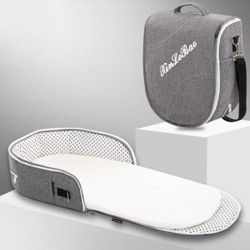 Folding Baby Travel Bassinet Portable Lightweight Travel Crib Baby Bed Co- Sleeper for Baby in Bed with Canopy and Mosquito Net (Gray, with Sunshade)