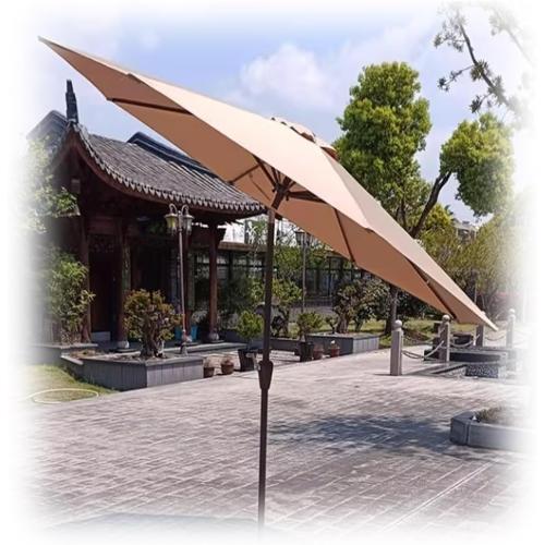 9FT Patio Umbrella 8 Ribs Beach Umbrella Portable Market Table Umbrella With Push Button Tilt And Crank, Outdoor Parasol For Garden, Lawn, Backyard