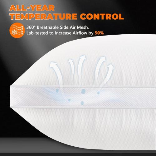 Bed Pillows for Sleeping Firm and Soft Set of 2, Supportive & Comfortable Down Alternative Pillow, Luxury Hotel Gusseted Pillows for Side and Back Sleepers (White, Standard(Pack of 4))