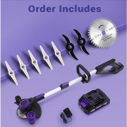 Weed Wacker Cordless, YardEz Weed Eater Battery Powered with Nylon/Steel/Saw Blade, 20V Weed Trimmer/Edger/Cutter (One 2.5Ah Battery)
