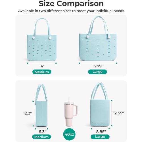 BAGSMART Beach Bag for Women, Water-resistant Rubber Tote Bag, Sandproof Vacation Essentials for Summer Swim Cruise Pool MISSING CHARMS