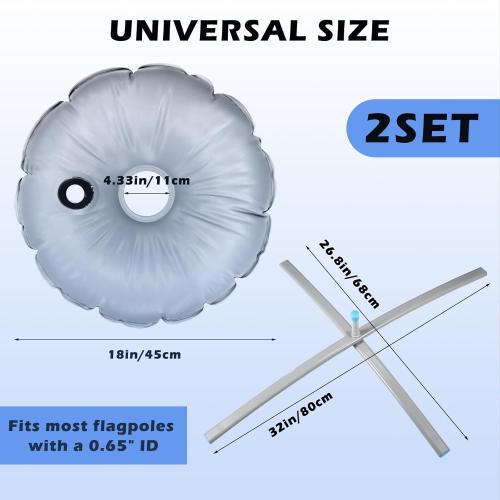 Blulu 2 Sets Feather Flag Base Foldable Flag Stand Base with Water Bag Cross Metal Pole Stand Fits with a 0.65'' Inner Diameter for Outdoor Business