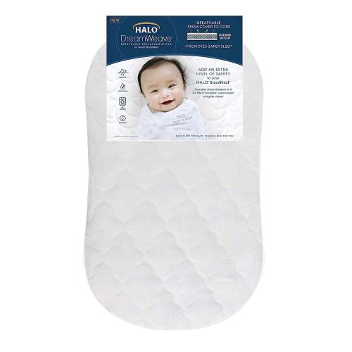 HALO DreamWeave Breathable Mesh BassiNest Pad – 100% Washable Cover and Core – Hypoallergenic, Non-Toxic Materials