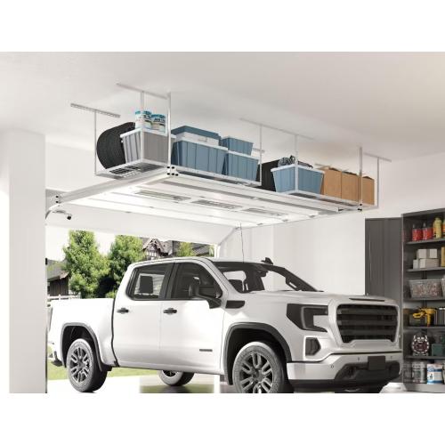 FLEXIMOUNTS 3x6 Overhead Garage Storage Adjustable Ceiling Rack 72 Length x 36 Width x 40 Height, 450lbs Weight Capacity, White, Classic Series