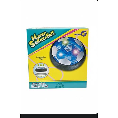 Hover Soccer Ball with LED Lights, Indoor Suspension Flight Soccer Toy, Soft and Safe for Kids Ages 3 , Blue and White