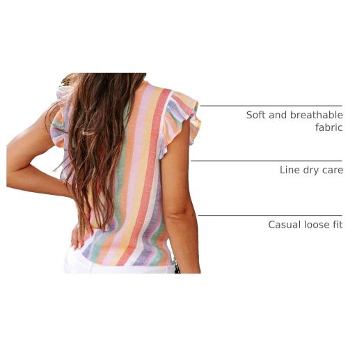 SHEWIN Womens Summer Crewneck Tank Tops | Casual, Ruffle, Sleeveless, Color Block, Summer Clothes
