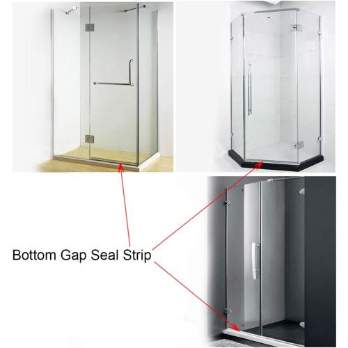 Frameless Shower Door Bottom Seal with Drip Rail 1/2 Thick Glass 33 Long Sweep - Glass Door Seal Strip Stop Shower Leaks