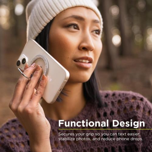 PureGear Magnetic Phone Grip Ring Stand, Magnetic Phone Ring Holder for MagSafe iPhone Air, 17, 17Pro, 17ProMax, 16, 16Pro, 16Plus, 16ProMax, 15, 15Plus, 14, 13, 12, Adjustable Kickstand (Gold)