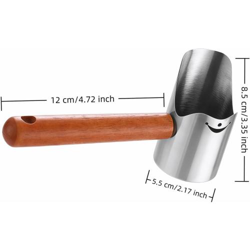 Multi-Pet Food Scoop, Pet Food Measuring Scoop with Wooden Handle,Carbon Steel with Ergonomic Wood Handle, for Dry Food & Treats, Accurate Portion Control for Dog Cat Bird Rabbit. (Grey, Small)