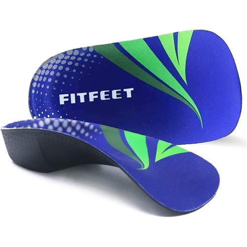 RooRuns FitFeet Orthotic Inserts 3/4 Length, High Arch Support Foot Insoles for Over-Pronation, Plantar Fasciitis, Flat Feet - Shoe Inserts for Walking, Running Men and Women