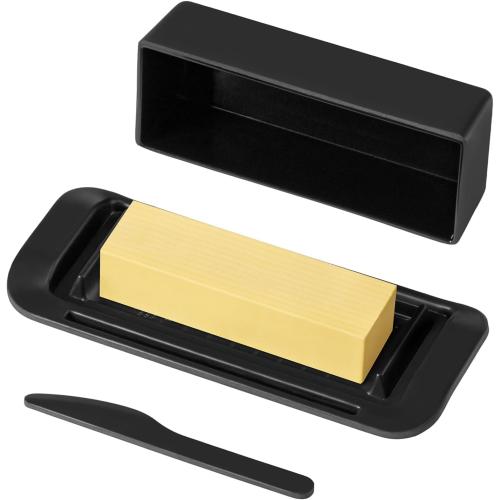 Black Butter Dish, Butter Dish With Lid for Countertop, Unbreakable Butter Keeper With Lid and Knife, Butter Holder for 1 Stick Butter, Butter Container for Home, Camping, Multipurpose