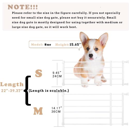 Short Dog Gate Expandable Dog Gate 22-39.37 to Step Over,Pressure Mount Small Pet Gate,Low Pet Gate-Adjustable,Puppy Gate Indoor for Doorway,Stairs (White, S(9.4''H))