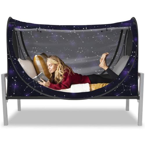 Privacy Pop up Eclipse Bed Tent Bed Drapes (Starry Constellation, Twin)