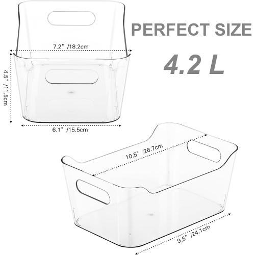 Tiawudi 12 Pack Plastic Storage Bins, Multi-Use Organizer Bins, Pantry Organizer, Clear Storage Containers for Home, Kitchen, Office, Cabinet, Shelf and Fridge Organization