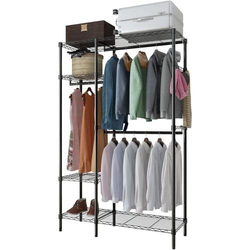 Clothing Racks For Hanging Clothes Rack Portable Closet Garment Coat Rack With Shelves, Hanger Stand Wardrobe Closet,Portable Clothing Rack for Hanging Clothes, Closet Organizers and Storage System