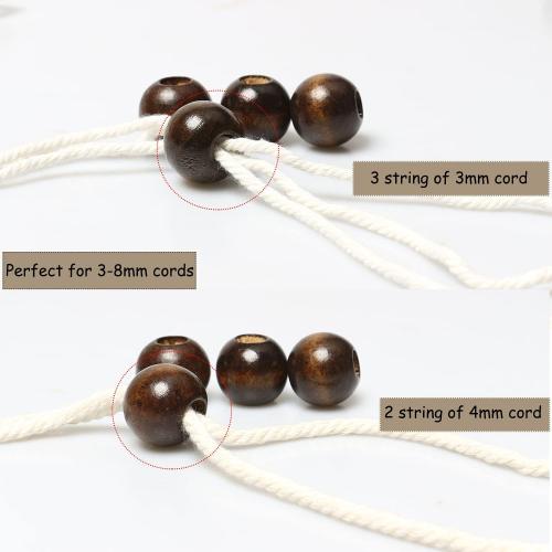 30 Pieces 25mm Wooden Beads for Craft, Brown Macrame Wood Beads with10mm Large Hole Wood Beads Dark Brown Round Dyed Loose Beads for Macrame DIY Handmade Decorations