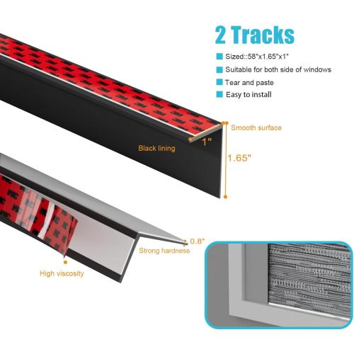 Light Blocking Strips, Black Lining Light Blockers for Window Shades and Blinds, Blackout Side Tracks for Bedroom Grey 4 Pcs