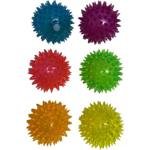 Spiky Dog Balls, 2 Inch Squeaky Toys for Small Dogs, 6 Pack Puppy Teething Chew Toys, BPA-Free, Multi-Color