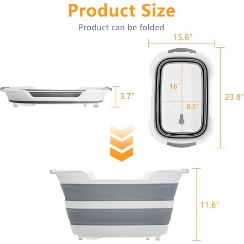 Goderewild 7.1 Gal/27L Multipurpose Collapsible Pet Bathtub Upgraded with Drainage Hole and Pet Hair Collector for Bathing/Shower, Portable Laundry Basket-Foldable Bathing Tub-Storage Organizer.