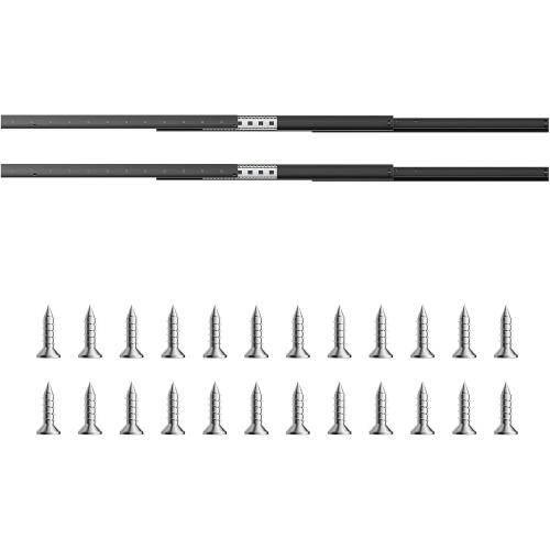 VEVOR Undermount Heavy Duty Drawer Slides, 16 24 32 40 Inch 260 lb Load Capacity Full Extension Ball Bearing Under Stair Cabinet Rails, Bottom Stair Cabinet Glides Track Runners(32inch, Black)