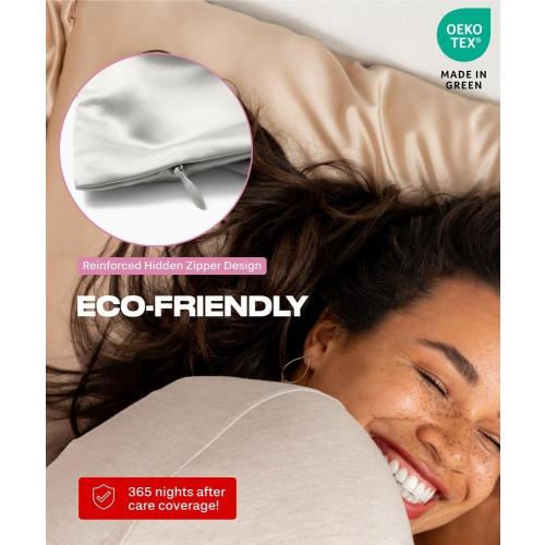 SUNDAYSILKS™ Premium Silk Pillow Cases | 100% Mulberry Silk Pillowcase with Zipper, All Sides Real 22 Momme Grade 6A Silk, Standard Queen, King Size [Off White]