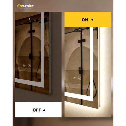 Ensenior LED Bathroom Mirror 30x 36 with Front and Backlight, Stepless Dimmable Wall Mirrors with Anti-Fog, Shatter-Proof, Memory, 3 Colors, Modern LED Vanity Mirror-FCC