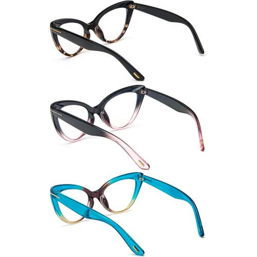 DXYXYO 3 Pack Cat Eye Reading Glasses for Women Fashion Blue Light Blocking Thick Frame Computer Readers 2.5