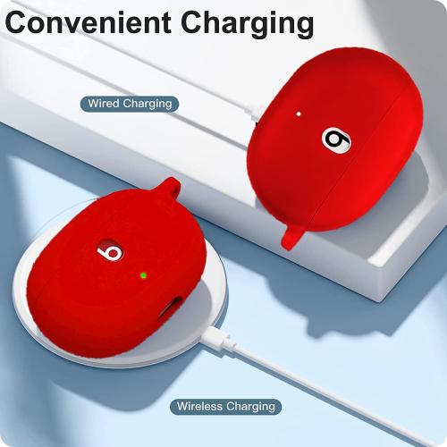 for Beats Studio Buds/Buds   Case with Cleaner kit 2021/2023, Soft Silicone Cover New Beat Studio Buds Plus Protective Skin with Keychain for Beat Studio Buds/Bud Plus Charging Case, Red