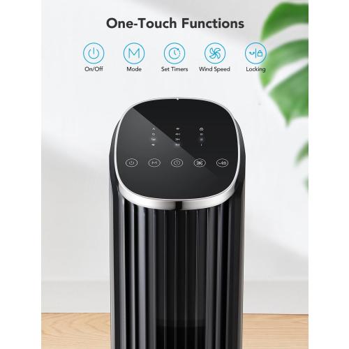 GoveeLife Black Tower Fan for Bedroom, 36 Smart Floor Fan with App/Voice Control, Temperature Sensor, 5 Modes 8 Speeds(25ft/s), 29dB Quiet Oscillating Fan for Office, 24H Timer, Auto Cooling