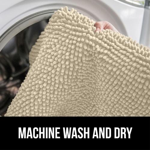 GORILLA GRIP Bath Rug Mat, Thick Soft Absorbent Chenille, Quick Dry Microfiber Mats, Rubber Backing Washable Shower Floor Rugs, US Designed Bathroom Bathmat Home Decor Accessories, 24x17, Sand