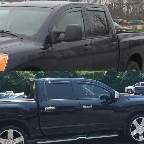 in-Channel Style Smoke Window Sun Rain Visors Vent Guard Shade Compatible with Nissan Titan Crew Cab 2004-2015