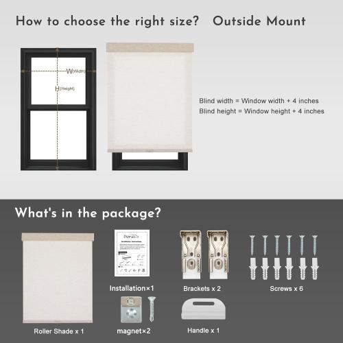 Persilux Light Filtering Roller Shades for Window Blinds,Cordless,Linen Fabric,Thermal Insulated Fabric UV Protection Shades for Home,Office,Bedroom,Door,Light Filtering-Cream,38 W X 72 H