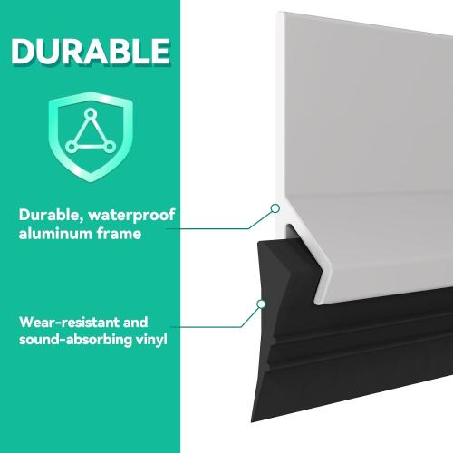 AMZNOVA Door Sweep, Door Threshold Sweeper for Interior & Exterior Bottom, Sweep Stripping Aluminum and Vinyl, Dust Bug Storm Weatherproof Aluminum Vinyl, 37in, White, 2Pack