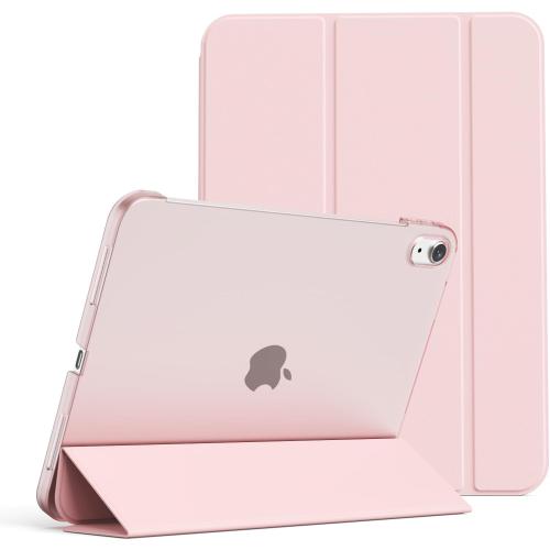 Case for iPad (A16) 11th/10th Generation (11/10.9 Inch, 2025/2022) Without Pencil Holder, Slim Hard PC Translucent Back Shell Protective Cover, Smart Trifold Stand & Auto Sleep/Wake, Pink