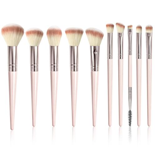 10 PCS Pink Makeup Brush Set, Premium Synthetic Travel Makeup Brushes