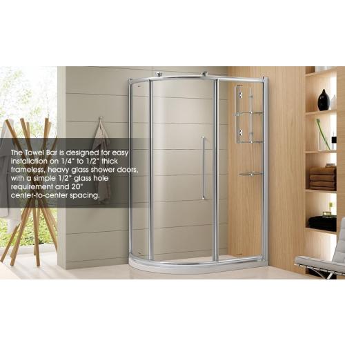 Ranbo 20 Inch Center to Center Glass Shower Door Towel Bar, 304 Stainless Steel Shower Door Handle Replacement, Brushed Nickel Finish, for Sliding Shower Doors, Commercial and Residential Glass Doors