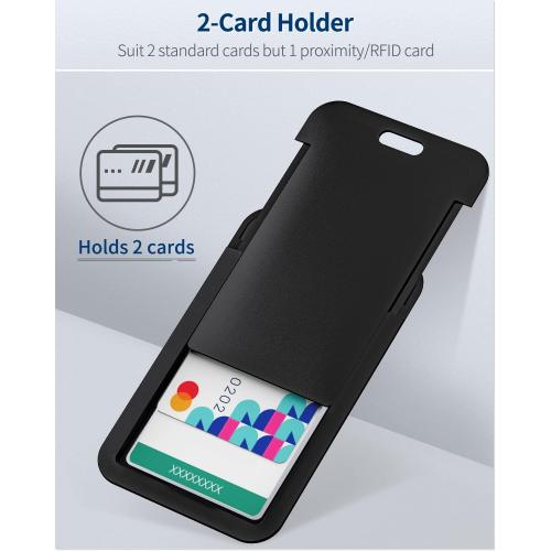 Uniclife 10 Pack Sliding ID Badge Holder Hard Black Vertical Plastic Card Case Protector Pouch with Clear Window for Office School ID Credit Cards Proximity Key Cards Driver’s Licenses and Passes
