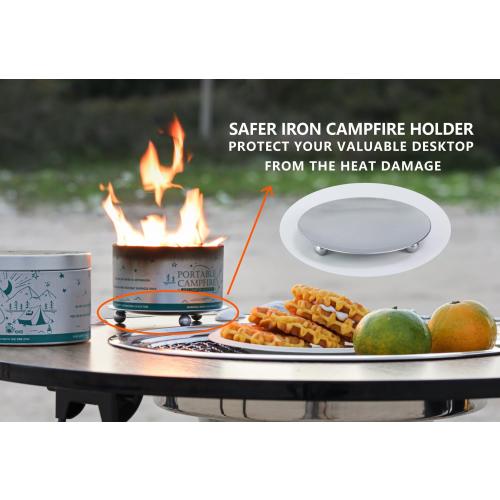 Portable Campfire, Holder and Extinguish Included, Reusable Fire Pit for Camping, Smores, Picnics - Made with Recycled Soy Wax Up to 3-5 Hours Burn Time - Tabletop Fireplace, Emergency Heat - 6 Pack