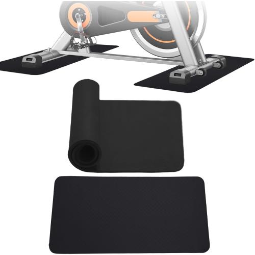 2PCS 0.24 Thick Mat Pads for Peloton Bike & Concept 2 Rower – Non-Slip Compact Floor Protectors for Small Spaces, Home Gym Use on Hardwood, Carpet & Tile, 25x11.8