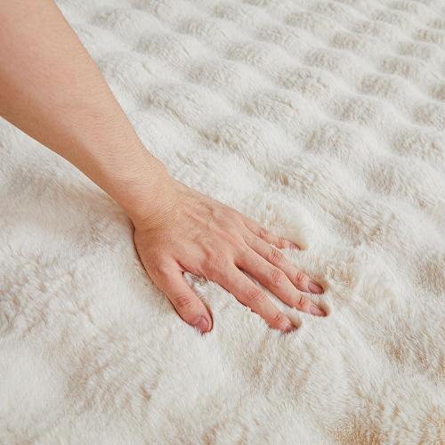 Creamy White Rabbit Plush, Fluffy Faux Fur Shaggy Area Rug