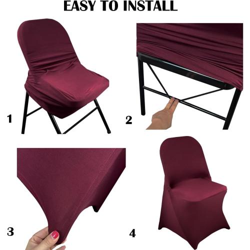 40PCS Spandex Folding Waterproof Chair Covers for Party,Burgundy | Wedding Universal Fitted Chair Cover Protector,Stretch Folding Chair Covers,For Event Banquet Holidays Celebration Decoration