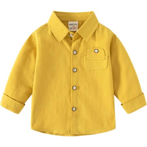 Kids Toddler (Size 100/56) Flannel Shirt Jacket Soild Long Sleeve Lapel Button Down Shacket Baby Boys Girls (Yellow, 2-3 Years)