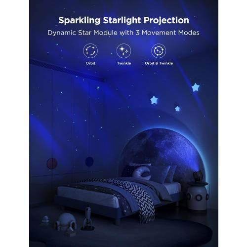 Govee Star Light Projector with 3 Aurora Flowing Effects | Works with Matter and Alexa, 52 Scene Modes, 18 White Noise Options, LED Night Light Projector for Bedroom, Without Plug